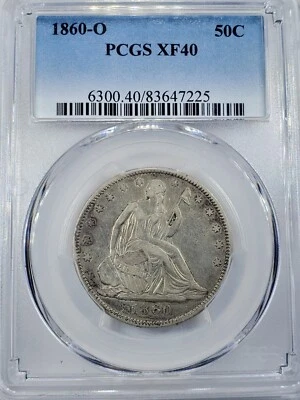 1860-O Liberty Seated Half Dollar 50C PCGS XF40 - Image 1 of 4