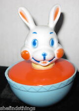 Vintage 1950 Hard Plastic Bunny Rabbit Easter Roly Poly Baby Toy Irwin Weighted