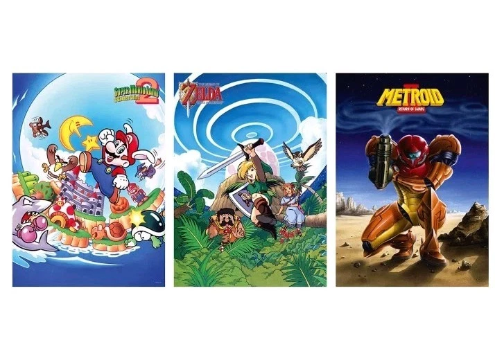 Game Boy Poster Set - Mario - Zelda - Metroid - NEU & OVP - Bild 1 von 1