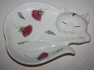 Amapolas Lenox de colección en azul corral gato gatito plato cuchara resto diseño de flores - Imagen 1 de 10