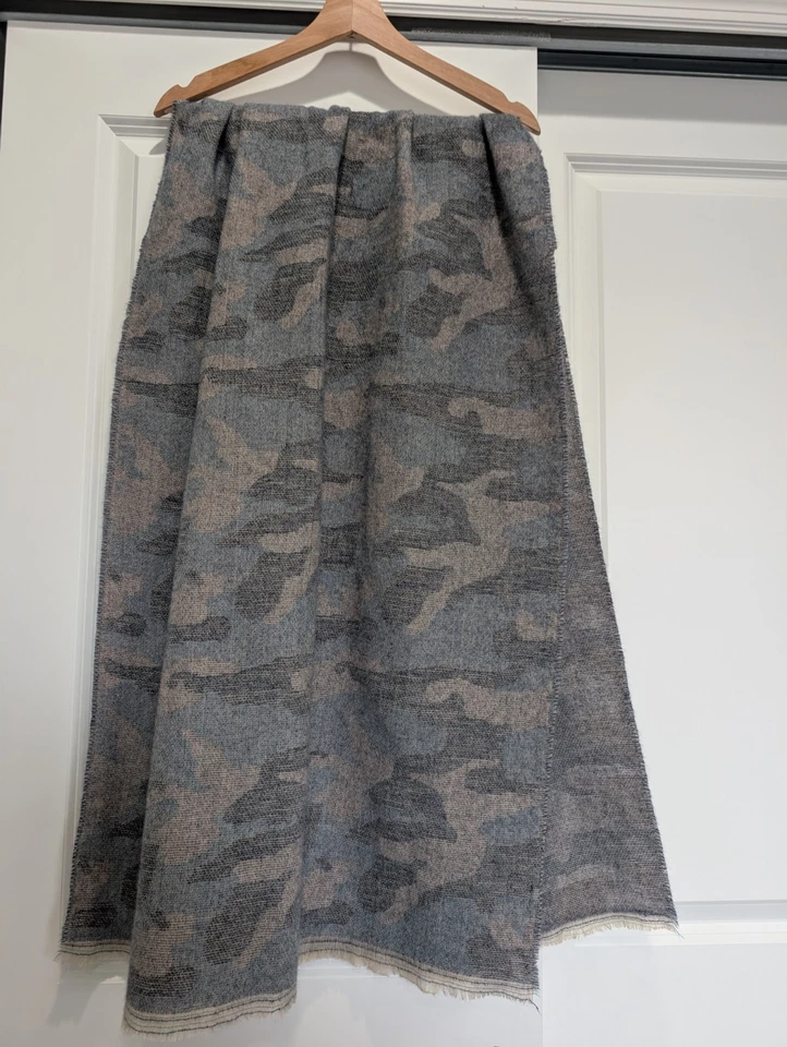 Jack and Missy Oversized Camouflage Scarf Blanket Wrap Gray Blue Herringbone... - Image 1 of 4