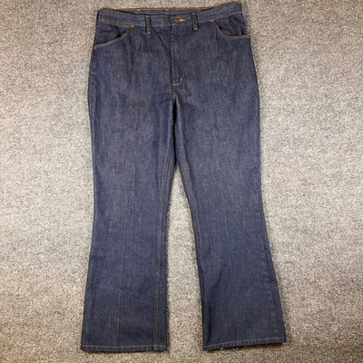 Винтажные мужские джинсы Wrangler 36x30 синий вырез коготь молнии сделано в США 70-х - Изображение 1 из 4