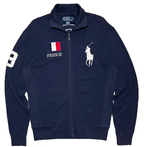 Vintage Polo Ralph Lauren France Full Zip Track Jacket Bomber Maglione Pulsato Uomo S - Foto 1 di 11