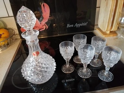 Bohemia Likörkaraffe mit 5 Gläser Kristallglas Weinkaraffe - Bild 1 von 4