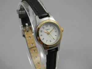 Reloj Timex Vintage Mujer Delicado 20mm Dos Tonos Nueva Correa Cuero Batería Nueva - Imagen 1 de 18