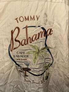 Men's Tommy Bahama Embroidered Silk Shirt Size XL Short Sleeve Button Down Cream - Picture 1 of 4