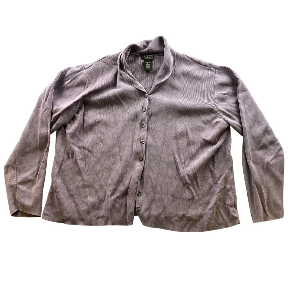 Cárdigan suéter para mujer L.L.Bean talla XL tejido abrigo abotonado rosa mezcla de seda Foto 1 de 4