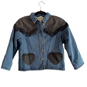 Stella McCartney Sherpa Lined Western Fringe Denim Jacket Girls Size 8 Yrs NEW - Picture 1 of 9