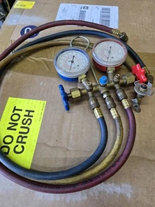 ROBINAIR 11692 HVAC AC Manifold R-22 Hoses & Gauge Set w/ Brass Fittings - Picture 1 of 5