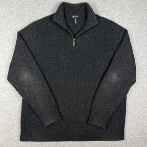 J Crew Lambswool Cable Knit Quarter Zip Fisherman Sweater Pullover Large Grey - Picture 1 of 6
