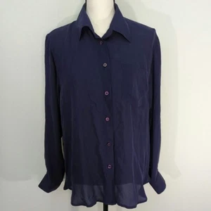 Silk Club Collection 100% Silk Naby Blue Long Sleeve Button-Down Shirt SMALL NWT - Picture 1 of 6