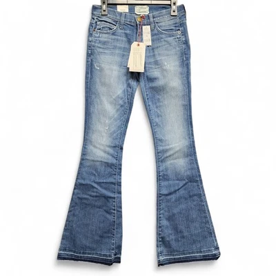 Pantalones de mezclilla Current Elliott The Low Bell acampanados para mujer 26 azules desgastados precio de venta sugerido por el fabricante 248 USD nuevos Foto 1 de 4