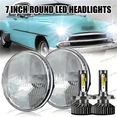 2x Faros LED redondos de 7 pulgadas para Chevy Styleline Deluxe 1949-1952 luces altas y bajas Foto 1 de 4