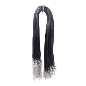 10 pezzi 1,5 mm nero cera cuoio corda collana corda 45 cm catena chiusura aragosta fai da te - Foto 1 di 5
