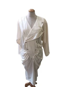 Vestido Vintage Años 80 Dinastía Glam Elegante Almohadillas para el Hombro Texturizadas Cremallera Sin Etiqueta de Talla - Imagen 1 de 17