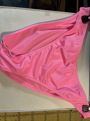 No Boundaries Women's XL 16-18Cheeky High Leg Bikini Swim Bottom Ribbed Pink NWT - Image 1 of 2