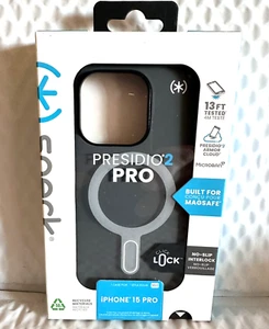 Speck -Presidio2 Pro ClickLock Case w/ Magsafe for Apple iPhone 15 Pro- Charcoal - Picture 1 of 11