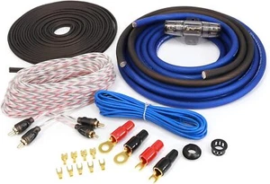 4 Gauge Blue Power Wire Set With Inline Fuse Rca And Speaker Cable Bundle - Picture 1 of 5