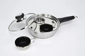 2 Cup Poached Egg Maker Pot - Stainless Steel - Perfect Poached Egg Maker - Picture 1 of 5