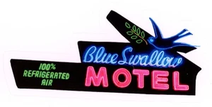 Blue Swallow Motel Neon Logo Sticker - Route 66 - New Mexico (Reproduction) - Picture 1 of 2
