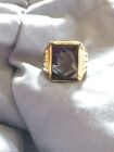 Vintage 10k Yellow Gold Carved Hematite Soldier Trojan Ring Size 8