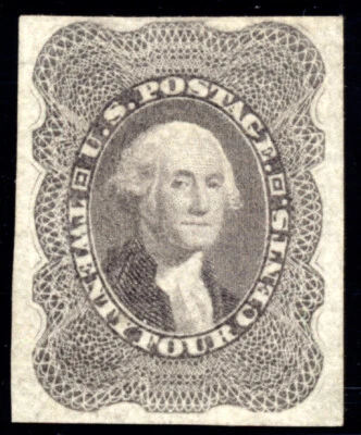 US 37P5 24c1860 George Washington plate proof on stamp paper PSAG & PF cert - Image 1 of 4