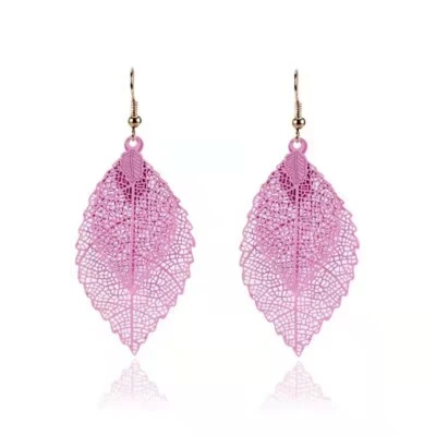 Fashion Women Jewelry Earrings Double Hollow Leaves Texture Stud Hook Girl 0997 - Image 1 of 4