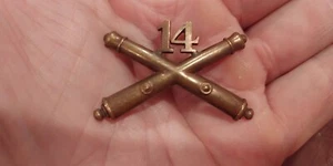 Original Pre WWII era 14th Artillery Officers Collar Insignia - Pinback Beauty! - Picture 1 of 2