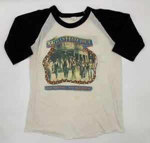 Vintage 1983 Molly Hatchet No Guts No Glory Raglan Tour Shirt USA Rock 19x27 80s - Picture 1 of 12
