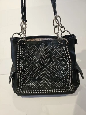 Bolso de hombro negro tachonado occidental Blazin Roxx para mujer - EXCELENTE  Foto 1 de 4