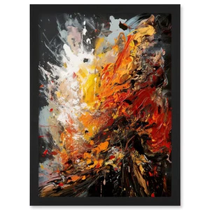 Explosion White Orange Red Abstract Painting Framed Wall Art Picture Print A4 - Picture 1 of 31