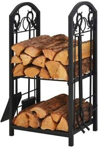 Firewood Rack Log Rack with 4 Tools Firewood Storage Log Holder heavy duty