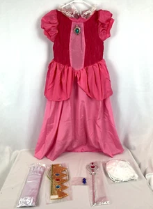 Princess Peach Classic Girls Costume 130(9-10) Medium Super Mario w/ accessories - Picture 1 of 6