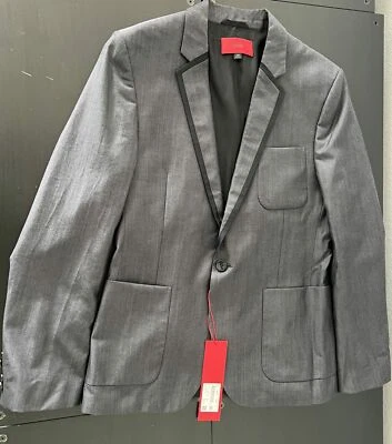 Hugo Boss Men's Grey Virgin Wool Blend Black Trim Adron Regular Blazer - 38 -... - Image 1 of 4
