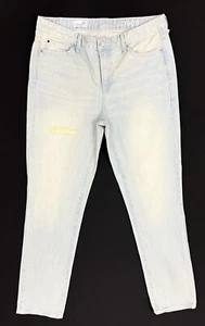 Gap 1969 Mid Rise Cotton Real Straight Womens Jeans Riped Pants Blue Size 30 R - Picture 1 of 8