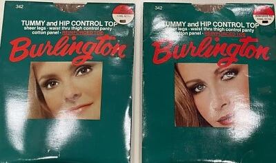 2x VINTAGE “BURLINGTON” 100% NYLON LEGS CT. PANTYHOSE, SMALL, COLOR: RACHEL - Image 1 of 4