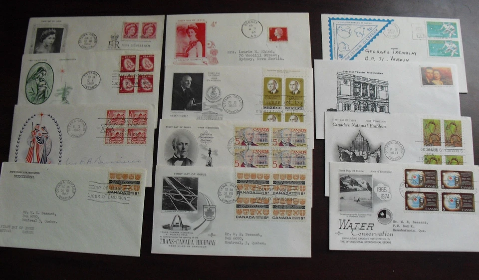 Lot of 12 Vintage Mostly 1960s FDC First Day Covers from Canada Elizabeth 1954 - Image 1 of 1