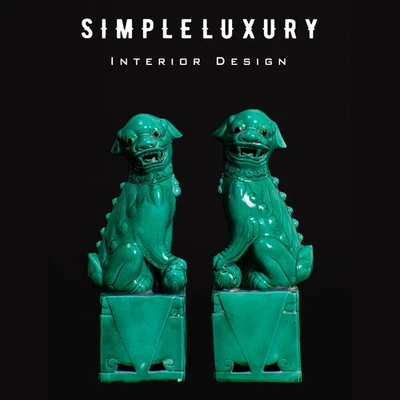  Vintage Chinese Emerald Glaze Ceramic Foo Dogs Decorative Figurines  - Image 1 of 3