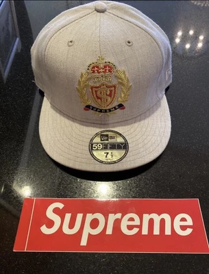 VINTAGE SUPREME NEW ERA 7 1/2 FITTED HAT GREY $ - Image 1 of 4