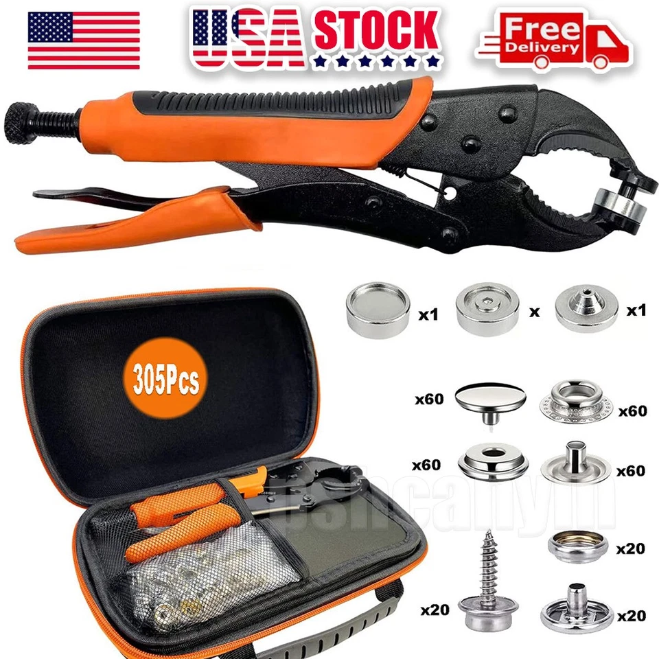305PCS Snap Fastener Tool Kit Boat Cover Button Metal Snaps Canvas Sewing Tarps - Image 1 of 4