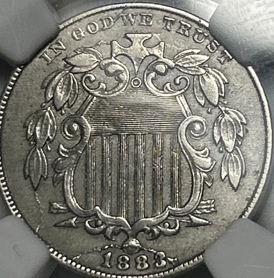 Terminal Die State 1883/82 FS-302 Shield Nickel! NGC Au Cleaned, Free Shipping - Image 1 of 4