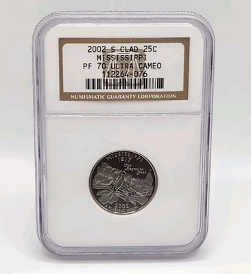 2002-S Clad 25C Mississippi State Quarter NGC PF 70 Ultra Cameo - FREE SHIPPING - Image 1 of 4