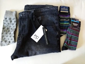 FRENCH CONNECTION BOWERY MEN'S SLIM FIT BLACK DENIM JEANS SZ 34/32 w/Socks!! - Picture 1 of 5