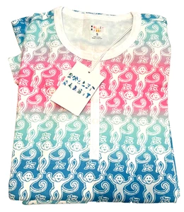 Roller Rabbit Ombre Monkey Henley Pajamas Set Women's Small Long Sleeves Preppy - Picture 1 of 8