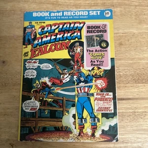 Vintage 1974 Captain America and the Falcon Book & Record Set Marvel Comic PR12 - Picture 1 of 7