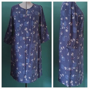 LAURA ASHLEY Size 16-18 Blue Floral Pin Tuck Smocked Dress.GC - Picture 1 of 12