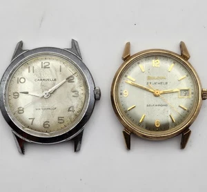 Pair of Mechanical Watch Head For Parts/Repair Bulova Caravelle Fully Wound - Picture 1 of 11