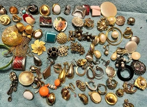 Cassetto spazzatura vintage singolo clip su orecchino di 80 fiori a grappolo strass lavorazione - Foto 1 di 17