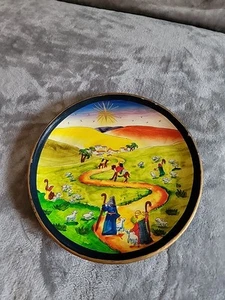 Peruvian Hand Painted Ceramic Plate Painted Art 9.5” Vintage - Picture 1 of 17