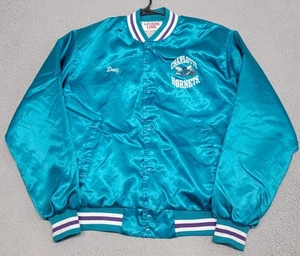 Vintage Charlotte Hornets Jacke Herren Large Blau Satin Bomber Locker Line NBA - Bild 1 von 15